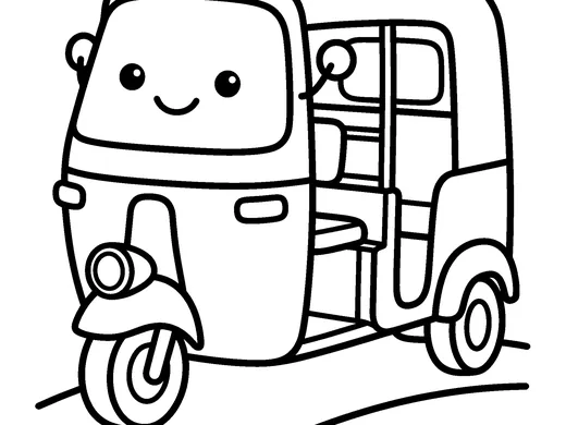 Auto-rickshaw coloring page — Ages 3–4
