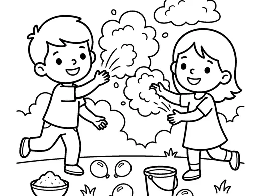 Holi coloring page — Ages 4–5