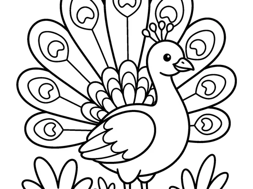 Peacock coloring page — Ages 4–5