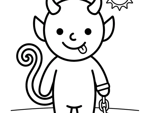 Little devil coloring page — Ages 3–4