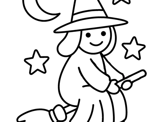 Witch coloring page — Ages 4–5