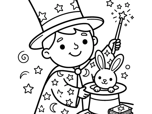 Magician coloring page — Ages 5–6
