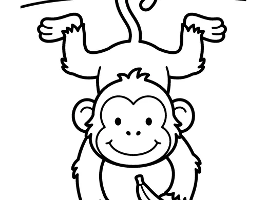 Monkey coloring page — Ages 3–4