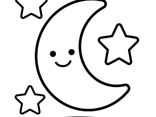 Moon coloring page — Ages 2–3