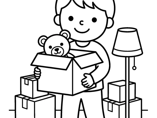 Moving house coloring page — Ages 5–6