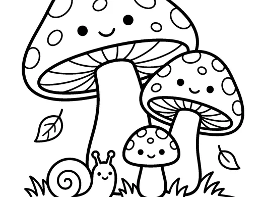 Mushroom coloring page — Ages 4–5