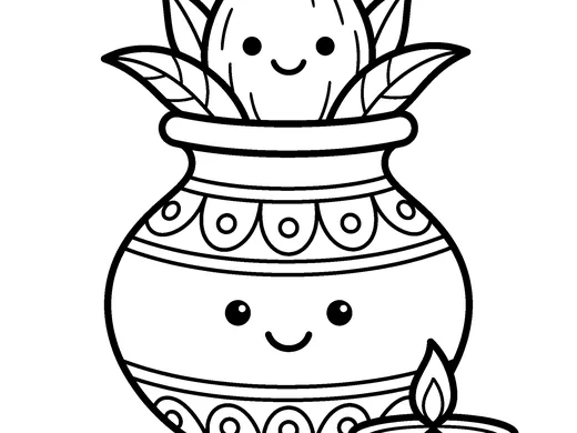 Navratri kalash pot coloring page — Ages 3–4