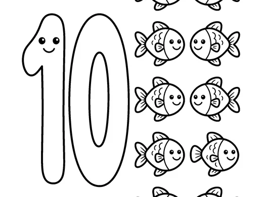 Number 10 coloring page — Ages 5–6