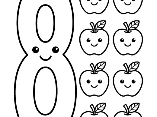 Number 8 coloring page — Ages 5–6