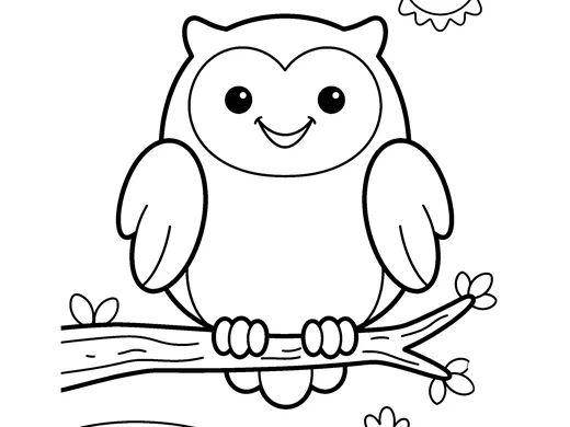 Owl coloring page — Ages 3–4