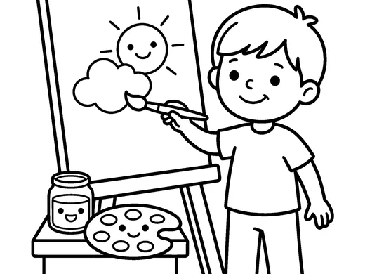 Painting coloring page — Ages 4–5