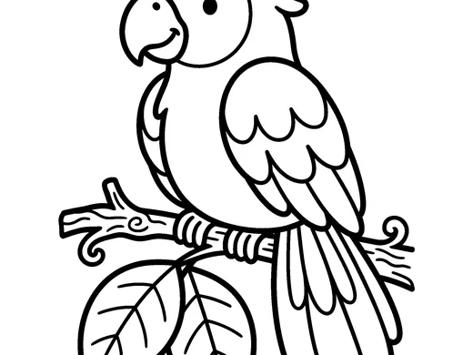 Parrot coloring page — Ages 4–5
