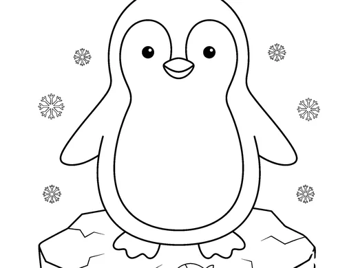 Penguin coloring page — Ages 5–6