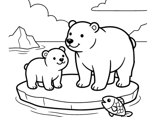 Polar bear coloring page — Ages 4–5
