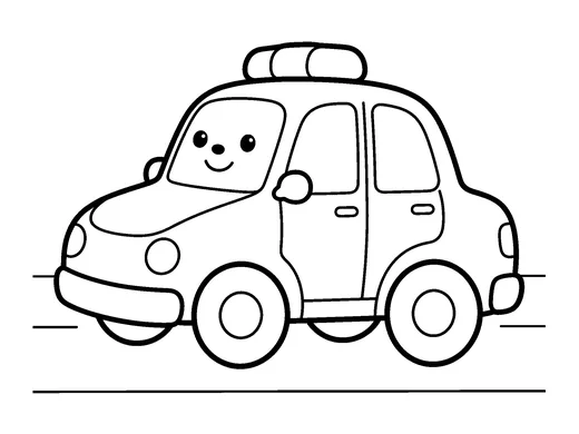 Police car coloring page — Ages 3–4