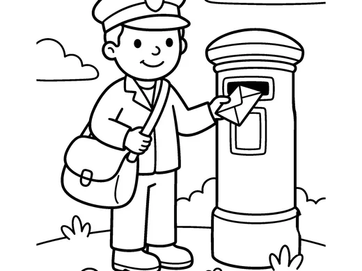 Postman coloring page — Ages 4–5