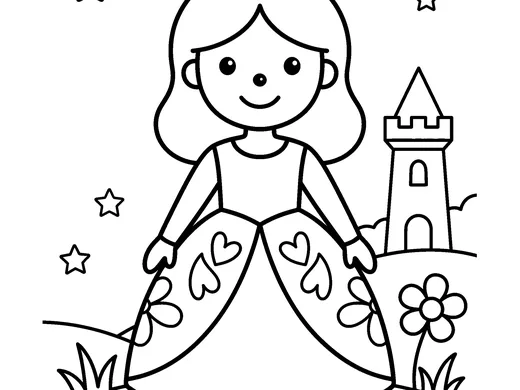 Princess coloring page — Ages 4–5