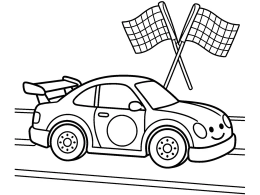 Race car coloring page — Ages 5–6