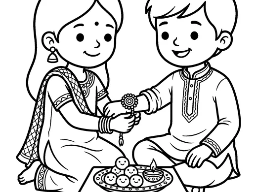 Raksha bandhan coloring page — Ages 5–6