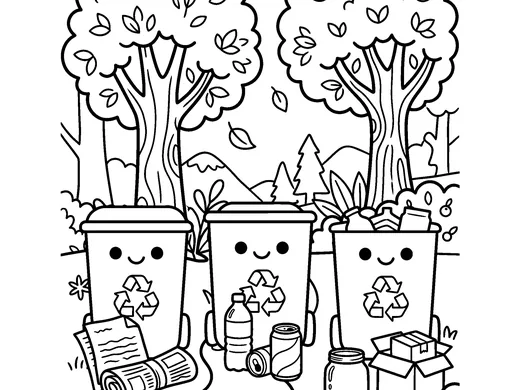 Recycling coloring page — Ages 5–6