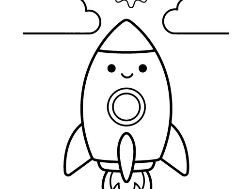 Rocket coloring page — Ages 3–4