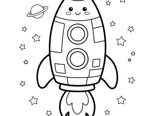 Rocket coloring page — Ages 5–6