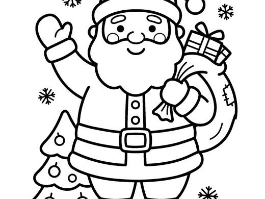 Santa coloring page — Ages 4–5