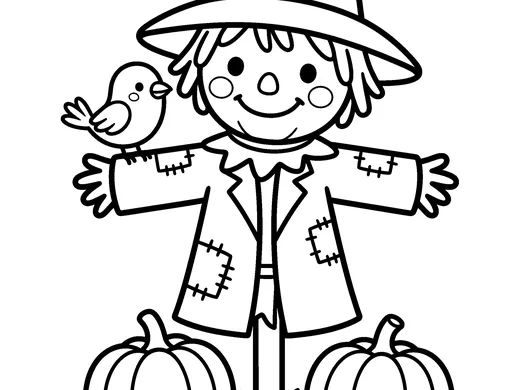 Scarecrow coloring page — Ages 4–5