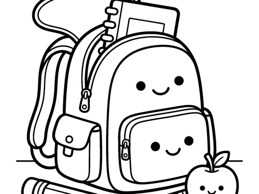 School backpack coloring page — Ages 4–5