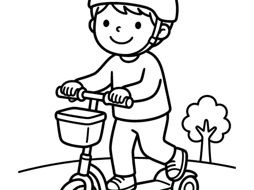 Scooter coloring page — Ages 3–4