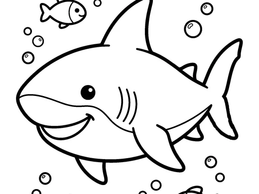 Shark coloring page — Ages 5–6