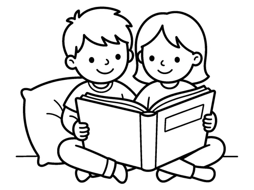 Siblings coloring page — Ages 4–5
