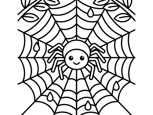 Spider web coloring page — Ages 5–6