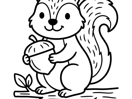 Squirrel coloring page — Ages 3–4