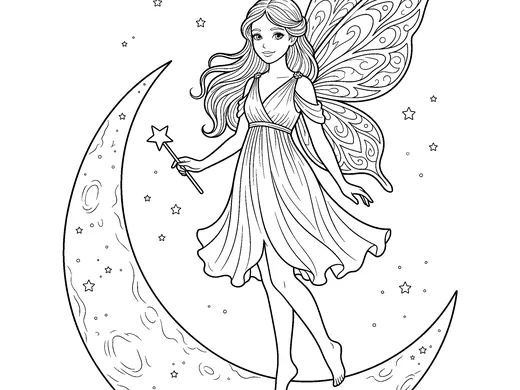 Fairy coloring page — Ages 6–8