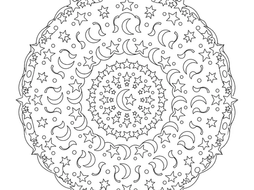 Star mandala coloring page — Ages 6–8