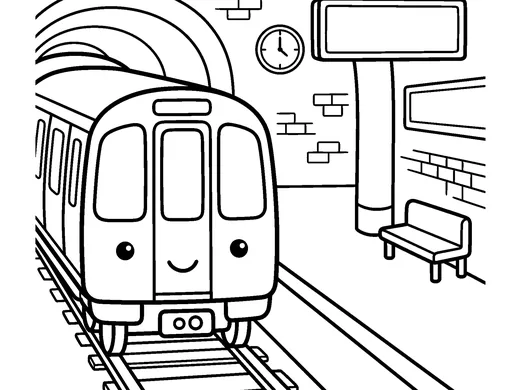 Subway train coloring page — Ages 5–6