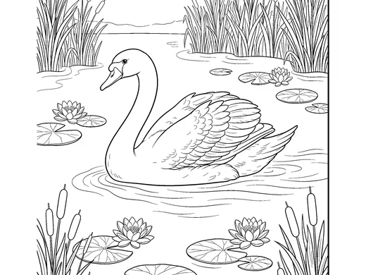 Swan coloring page — Ages 6–8