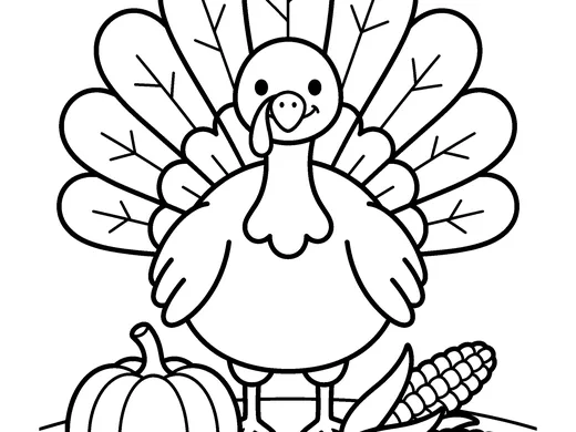 Turkey coloring page — Ages 4–5