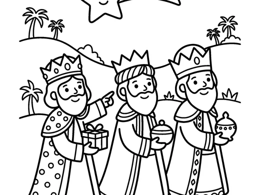 Three kings coloring page — Ages 5–6
