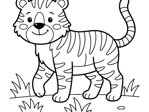 Tiger coloring page — Ages 4–5