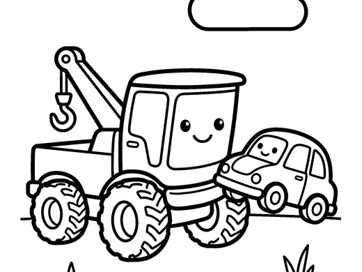 Tow truck coloring page — Ages 4–5