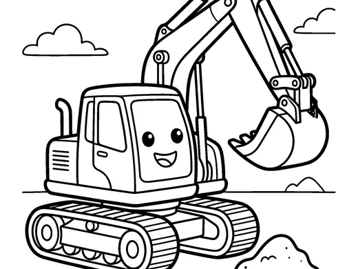Excavator coloring page — Ages 5–6
