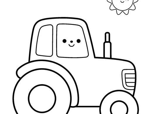 Tractor coloring page — Ages 3–4