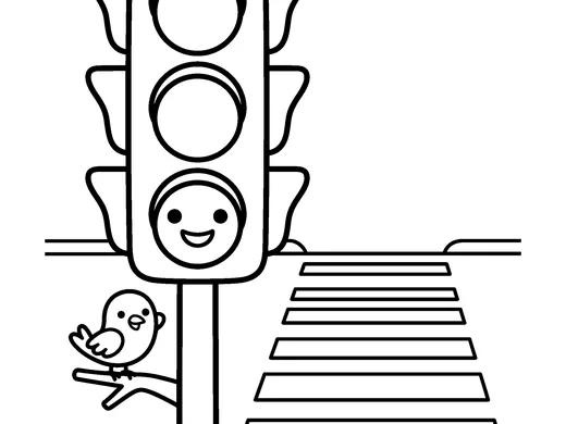 Traffic light coloring page — Ages 3–4