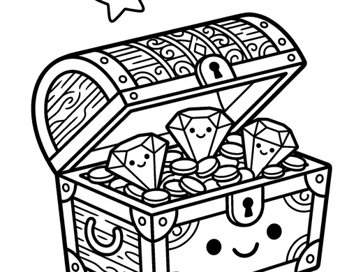 Treasure chest coloring page — Ages 5–6