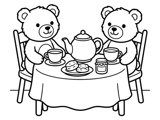 Afternoon tea coloring page — Ages 4–5