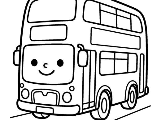 Double-decker bus coloring page — Ages 3–4