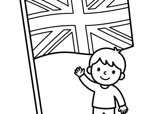 Union jack flag coloring page — Ages 3–4