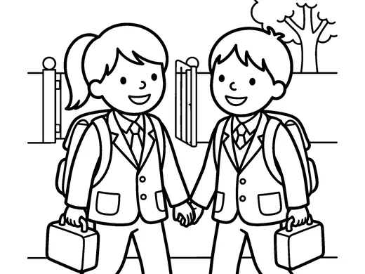 School uniform coloring page — Ages 5–6